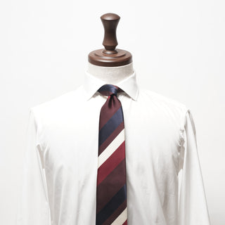 レップ サテン ストライプネクタイ 丹後産 ハンドロール加工 Repp satin stripe silk tie(WN)