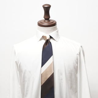 レップ サテン ストライプネクタイ 丹後産 ハンドロール加工 Repp satin stripe silk tie(BR2)