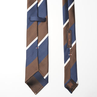 レップ ブロックストライプネクタイ 丹後産 ハンドロール加工 Block stripe repp silk tie(NV)