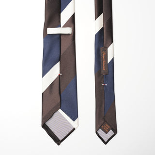 レップ サテン ストライプネクタイ 丹後産 ハンドロール加工 Repp satin stripe silk tie(BR1)