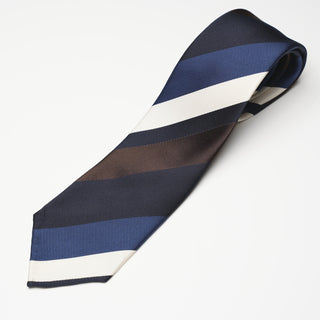レップ サテン ストライプネクタイ 丹後産 ハンドロール加工 Repp satin stripe silk tie(NV)