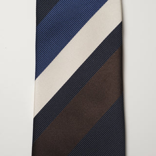 レップ サテン ストライプネクタイ 丹後産 ハンドロール加工 Repp satin stripe silk tie(NV)