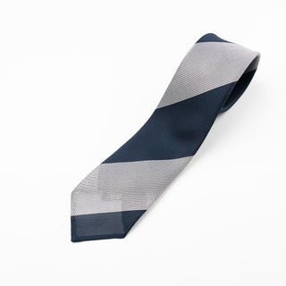 フレスコ ブロックストライプ ネクタイ 丹後産 ハンドロール加工 Fresco block stripe tie[NV1]