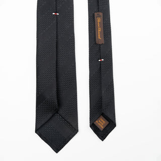 フレスコ ストライプ ソリッドネクタイ 丹後産 セブンフォールド加工 Fresco stripe solid tie[BK]
